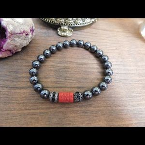 Hematite Stone Bracelet Cinnabar Bead Custom Made